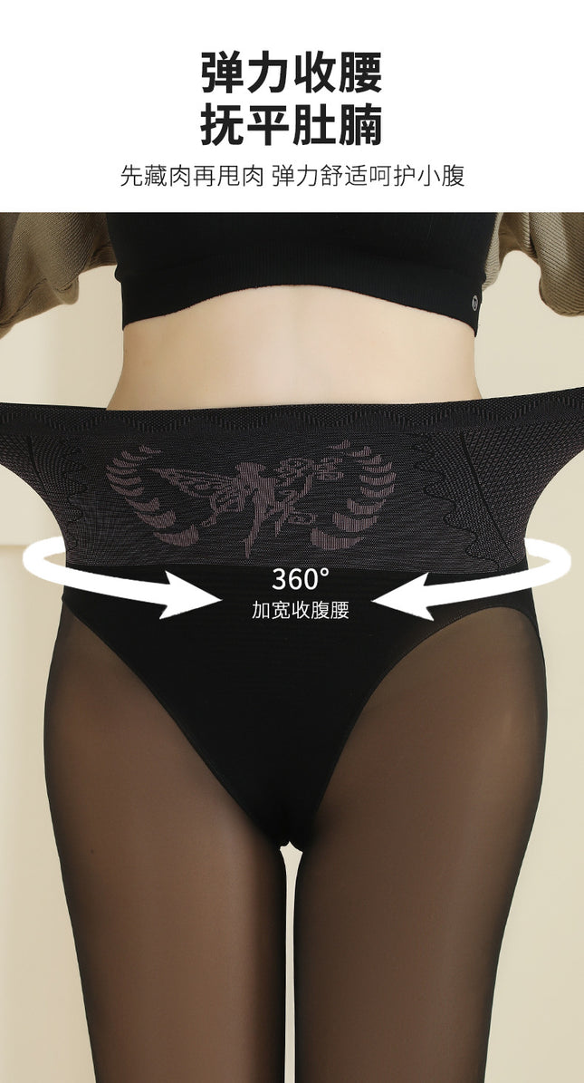 Black silk skin-transparent water light socks light leg artifact abdominal hip high waist high elastic plus size thickened one-piece pants women