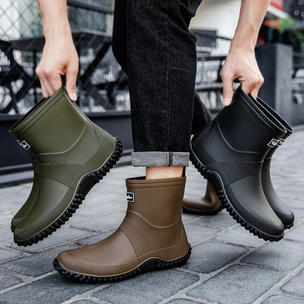 Rain Boots for Women, Waterproof and Rainproof, High-Top Men's Natural Rubber Water Boots, Outdoor Thickeneded Non-Slip and Wear-Resistant Rainy Day Water Shoes, Trendy