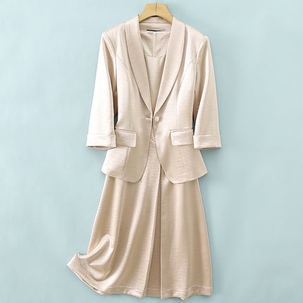 Spring and Summer 2025 New Fashion Elegant V-neck Cardigan Suit Business Wear Casual Work Clothes Host Suit