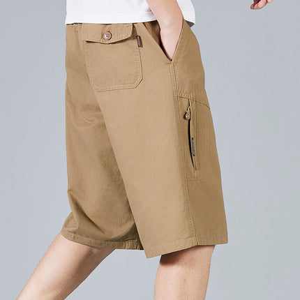 Zorochilde Capri Pants Men's Summer Thin Shorts Pure Cotton Mid-length Pants Outer Wear plus size Workwear Pants Casual Loose