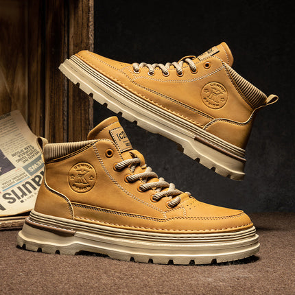 Autumn New Men's High-rise Sports Board Shoes Increased Thick-soled Casual All-match Outdoor Tooling Retro Trendy Shoes