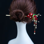 Rose velvet hairpin