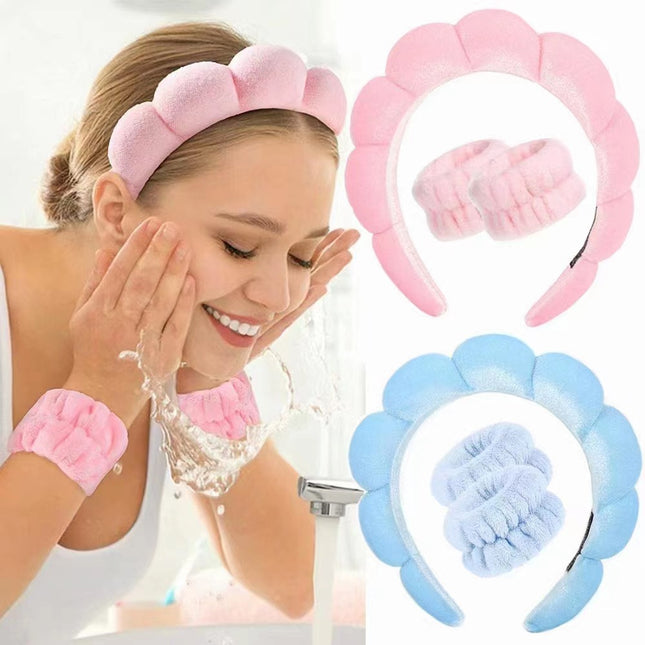 Gold Velvet spa headband hair wristband towel twist headband European and American sponge high Skull top face washing headband High sense