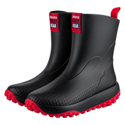 2026 Cross-Border New Fashion Mid-Calf Rubber Shoes for Men, Non-Slip Kitchen Work Shoes, Waterproof Men's Fishing Boots