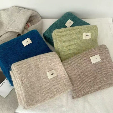 Contains Wool~ Soft and Cozy Egg Solid Color Scarf, Imitation Cashmere Neck Warmer, Winter Warmth, Korean Style, Knitted Wholesale, Soft