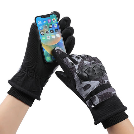 Plush Velvet Warm and Cold-Proof Tactical Gloves Winter Cycling Touch Screen Men's Outdoor Training Mountaineering and Rock Climbing Tactical Gloves