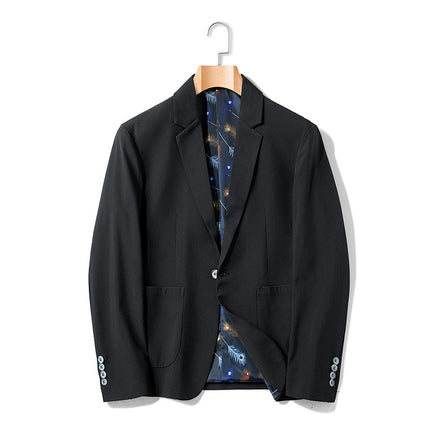 Men's Light Business Small Suit Corduroy Jacket Men's Spring and Autumn Loose Casual Suit Buff Handsome Quality Small Suit Men's Suit