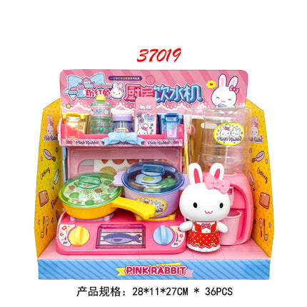Yiyan pink rabbit kitchen refrigerator mini dressing table cake party simulation medical tools girl play house toy batch