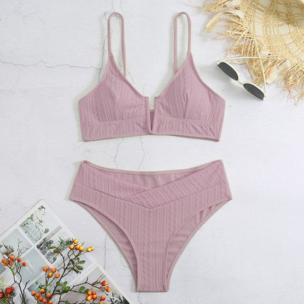 2024 New European and American Bikini Women's Swimsuit High Waist Sexy Swimwear Fashionable Separates Swimsuit Special Material Fabric