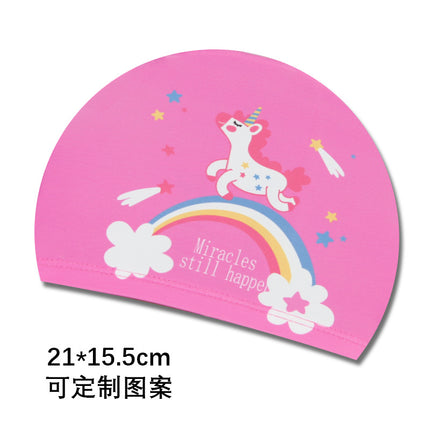 Cartoon Children's Swimming Cap Printed Cute Fashionable Cloth Cap for Boys and Girls Comfortable Non-Stretching Swimming Cap Cloth Cap Quick-Drying