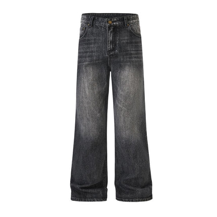JIAMU spring bamboo pattern American retro baggy jeans black gray jeans men's micro-neutral sag