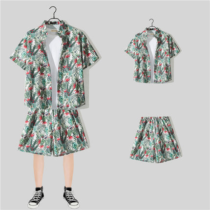 Short Sleeve Flower Shirt Hainan Island Beach Suit Sanya Hawaiian Style Thailand Travel Male Couple Summer Thin suit