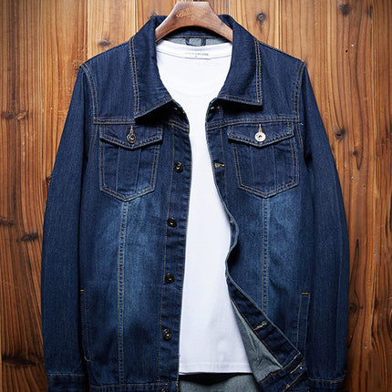 plus size Men's Denim Top Denim Jacket Fashionable Fatty Work Clothes Large Denim Shirt Plus Size Denim Jacket