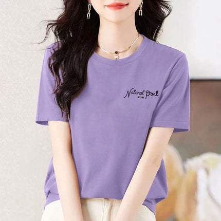 pea green Cotton Short-sleeved T-shirt Women's Colorful Multi-color Optional Summer New All-match Age-reducing Western-style Loose Top