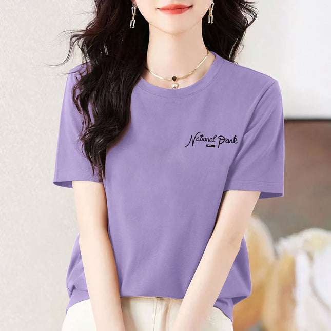pea green Cotton Short-sleeved T-shirt Women's Colorful Multi-color Optional Summer New All-match Age-reducing Western-style Loose Top
