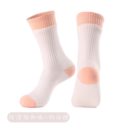 Double Socks Mouth Design Interior Mid-tube Floor Socks Women's Non-slip Spot Glue Socks Sweat Absorbing Breathable Pilates Yoga Socks