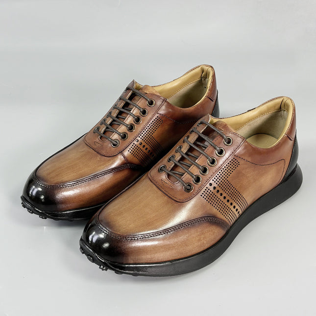 Men's Casual Leather Shoes Top Layer Cowhide Autumn and Winter Business Foot Wide Soft Sole Lightweight Comfortable Leather Sports Casual Shoes