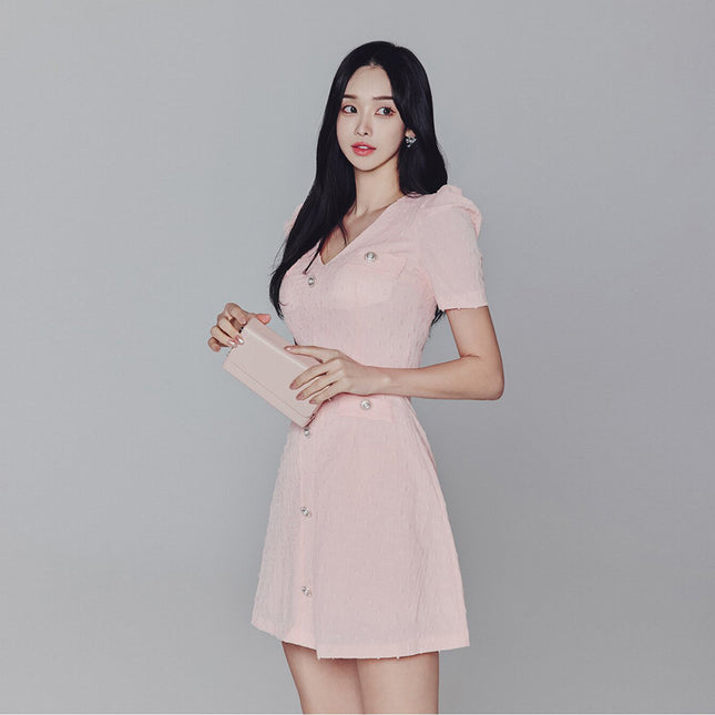 Foreign trade women's clothing 2024 new socialite temperament V-neck high-end light luxury slim A dress