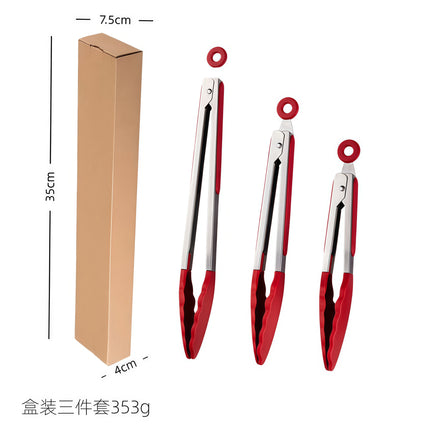 Silicone Clips for Kitchen Non-Stick Pans, Anti-Scalding and High Temperature Resistance, Household Barbecue and Steak Special Set, Stainless Steel Food Clips
