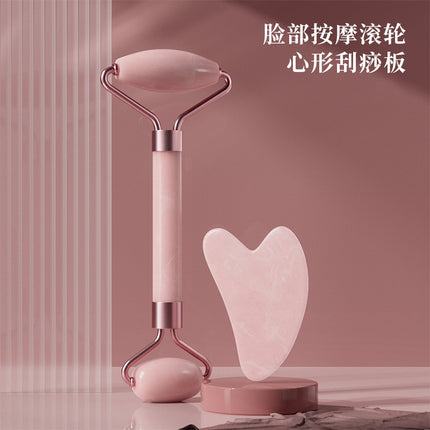 Powder crystal roller facial massage non-jade beauty stick double-headed push face eye point lifting heart scraper wholesale