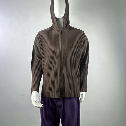 Miyake Clothes House Men's Pleated Zipper Cardigan Jacket Hoodie Sweater Jacket Loose Casual Autumn and Winter JL106
