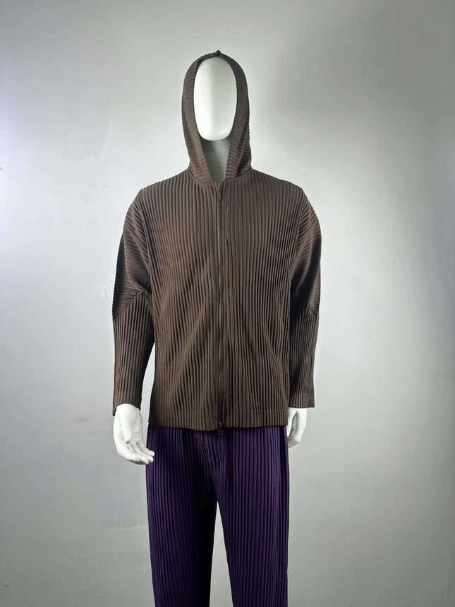 Miyake Clothes House Men's Pleated Zipper Cardigan Jacket Hoodie Sweater Jacket Loose Casual Autumn and Winter JL106
