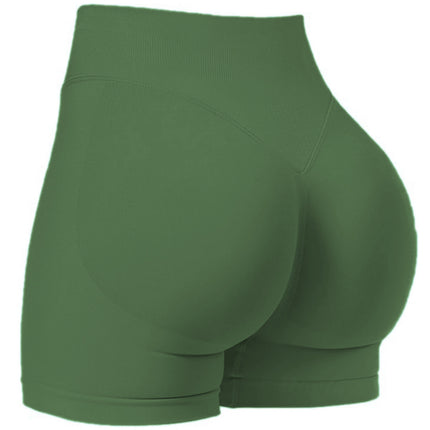 Dfy High-Elastic Matte Nylon Three-Section Waist Pleated Butt-Lifting Seamless Low-Waist Three-Point Fitness Yoga Shorts