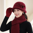 2328# small fur ball eight-character flower wine red / Individual hat (only hat OH)