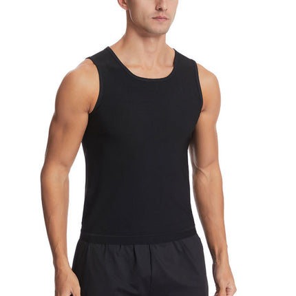 Cross-border Men's Bucket Vest Sweat Suit Single-size Slim Fit Abdominal Tucker Running Exercise Weight Loss Sweat Burst Coating plus size