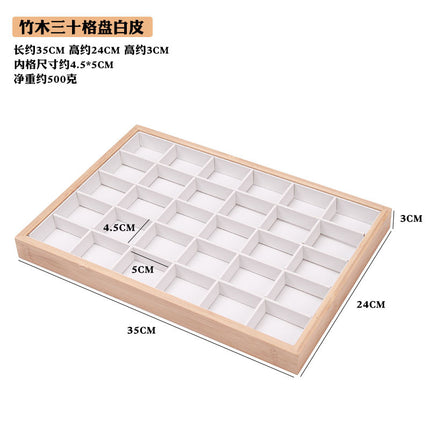 Ice Fleece Leather Solid Wood Bamboo Jewelry Plate Ring Earrings Necklace Pendant Bracelet Ring Jewelry Tray