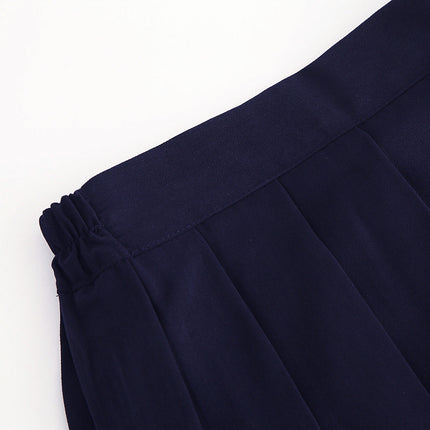 Spring 2024 women's basic jk uniform skirt a-line elastic waist navy blue pleated skirt college style