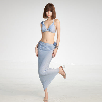 New Style Split Swimsuit, Feminine, Slimming, Flesh-Covering, Backless Halterneck Bikini, Hot Girl Style Hot Spring Swimsuit