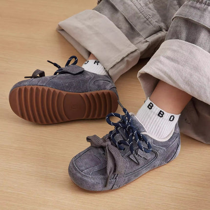 Girls' Sneakers 2026 Spring and Autumn New Retro Style for Older Children Trendy Casual Boys' Versatile Soft-Soled Shoes