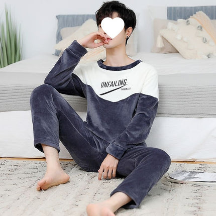 Carefully Selected Men's Winter Pajamas, Fleece-Lined and Thickeneded Suit, Flannel, Warm and Wearable, Cartoon Cute Men's Winter Home