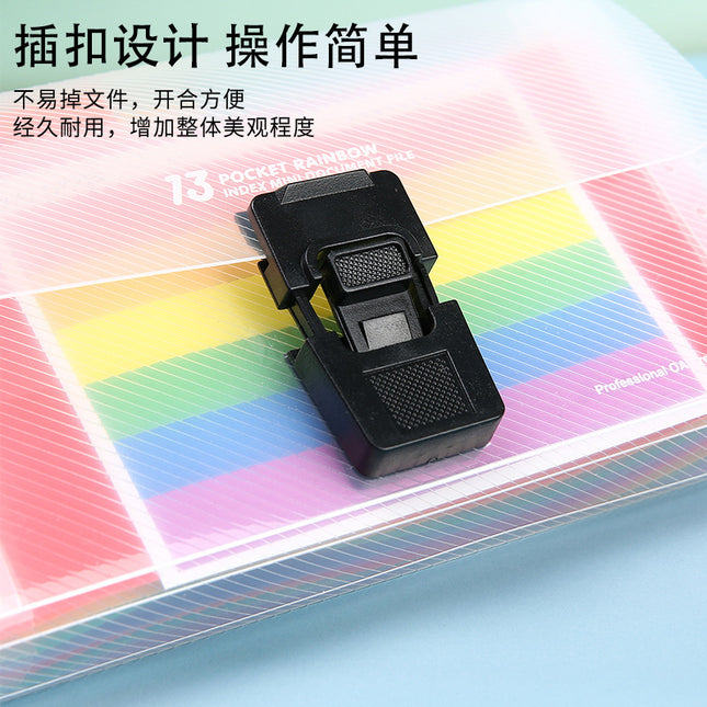 a6 multi-layer organ folder data file ticket holder 13-grid rainbow inside Page mini organ bag PP storage folder