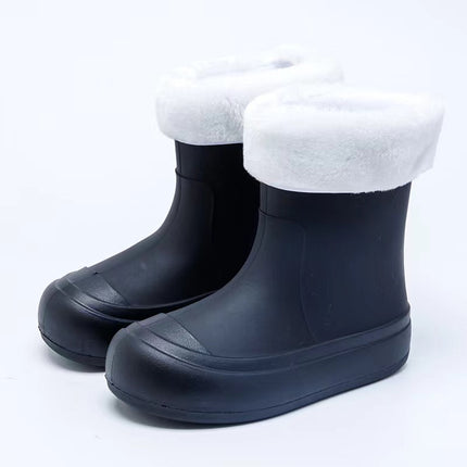 Cute Korean-style Cartoon Rain Boots Women's Velvet Cotton Non-slip Waterproof Shoes Student Warm Rain Boots Short Tube Outdoor Water Boots