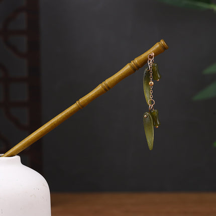 Antique Hairpin Tassel Step Wooden Hairpin Imitation Ebony Headwear Disc Hair Han Clothes Accessories Hair-pulled Ancient Clothes Hair Women