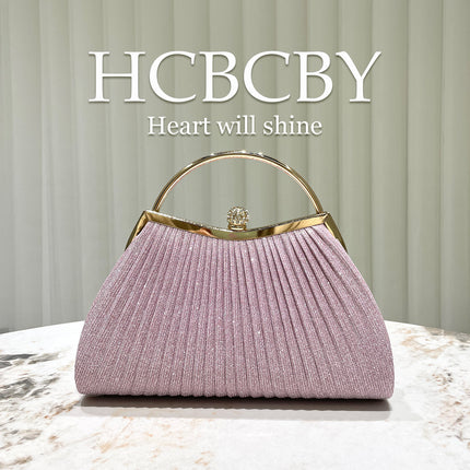 Mint Green Glitter Elegant Frill Handheld Evening Bag Ladies Fashion Temperament Rhinestone Decorative Clutch Evening Bag