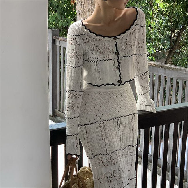 Sun and Moonlight Knitted Top and Skirt Two-Piece Set 2025 New Fashion Temperament Early Spring Outfit Complete Set