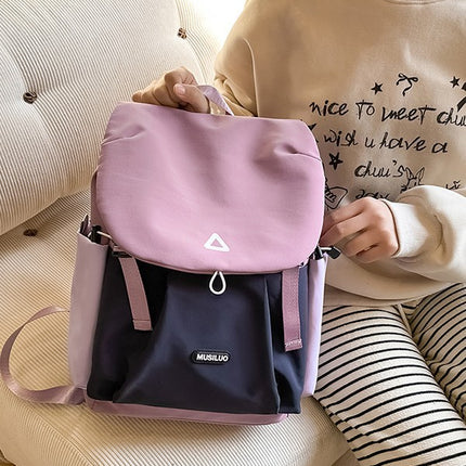 Personalized Trendy Fashion Color-Conclashing Lightweight Casual Travel Large Capacity Backpack Senior high school College Student Schoolbag Women's Backpack