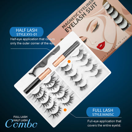 Wholesale magnetic eyeliner false eyelashes magnet false eyelashes 3D three-dimensional net red magnetic false eyelashes 3 pairs of suit