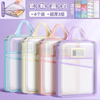 [extra thick 3-layer portable/free label] 4 pieces/purple+pink+blue+white