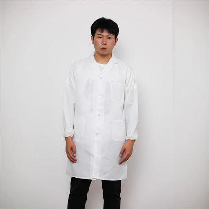 Double-Needle Stitched White Uniform Coat, Food-Grade White Coat, Kitchen Coat, Thickened and Reinforced White Coat, Workwear