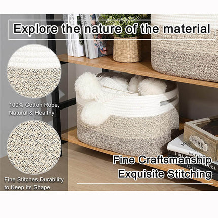 Amazon Explosions Cotton Rope Woven Storage Basket Desktop Toy Sundries Storage Basket Folding Organize Storage Basket Cross-border
