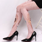 Deep pink 1824 girls and cats / Printed pantyhose free size