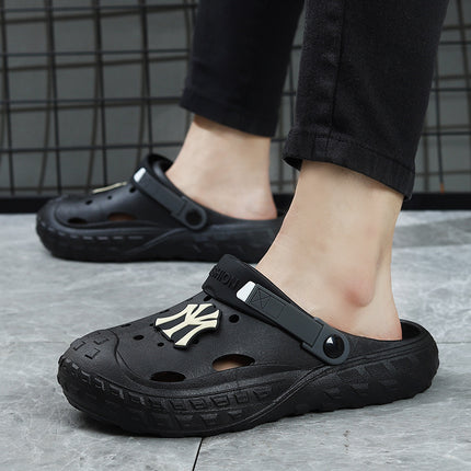 Croc Shoes Men's Soft Summer Non-Smell Non-Sound Outer Wear Non-Slip Anti-Odor Thick-Soled Sandals Breathable Soft Wear-Resistant Clogs