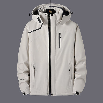 Men's and women's LOGO work clothes windproof waterproof outdoor mountaineering clothing plus velvet warm hooded coat wholesale