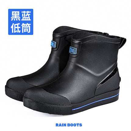 Fashion Short Rain Shoes Men's Low Work Shoes Low-top Non-slip Kitchen Shoes Wear-resistant Rubber Shoes Fishing Shoes Waterproof Shoes
