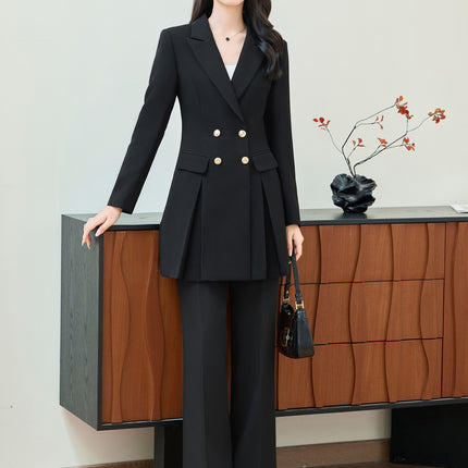 Cross-Border Autumn and Winter New Long-Style Suits, Professional Attire for Women, Mid-Length Fashionable Design, High-End Suit Sets