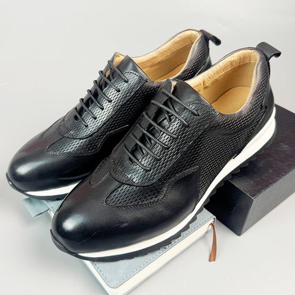 High-end New Genuine Leather Vintage Antique Fashionable Forrest Gump Shoes Men's Low-top Handmade Genuine Leather Sports Casual Sneakers Trendy